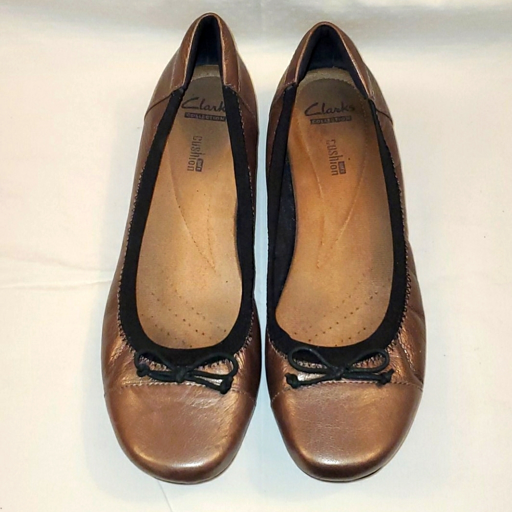 Clark's Blanche Nora Ballet Flat Bronze Leather